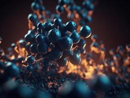Abstract molecule model on dark background Created with technology. photo