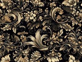 Seamless pattern Royal vintage Victorian Gothic background Rococo venzel and whorl created with technology. photo