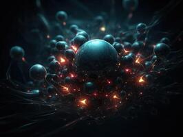 Abstract molecule model on dark background Created with technology. photo