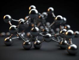 Abstract molecule model on dark background Created with technology. photo