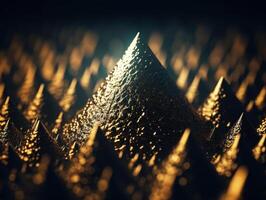 Futuristic abstract golden pyramid geometric background created with technology photo