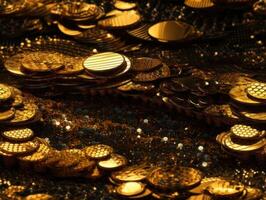 Dark black and gold glitter Geometric grid background Modern dark abstract texture Created with technology. photo