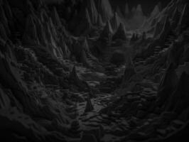 Black and white paper cut terrain background created with technology. photo