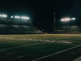 Football stadium with bright lights and seats Created with technology photo