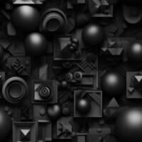 Dark black Geometric grid background created with technology photo