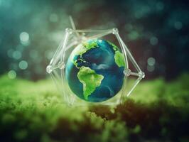 Green planet earth day nature protection concept Created with technology photo