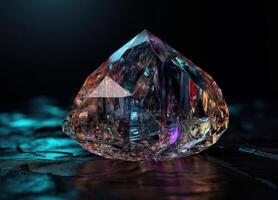 Natural gemstone on black background with reflections. Created with technology photo