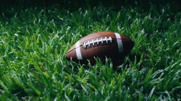 American football on green grass Illustration photo