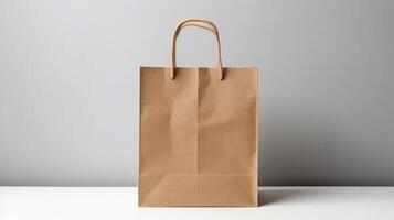 Beige paper shopping bag. Illustration photo