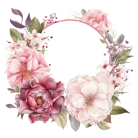 acuarela rosado floral guirnalda. ilustración ai generativo png