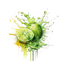 Watercolor lime. Illustration png