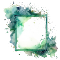 Green watercolor frame. Illustration AI Generative png