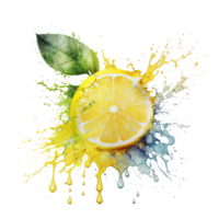 Watercolor lemon. Illustration png