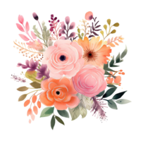 Watercolor flower bouquet. Illustration png