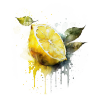 vattenfärg citron. illustration ai generativ png