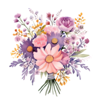 Watercolor flower bouquet. Illustration png