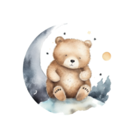 Cute watercolor bear. Illustration png