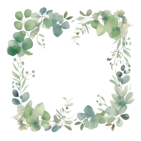 Green watercolor wreath. Illustration png