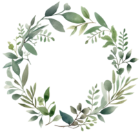 vert aquarelle couronne. illustration ai génératif png