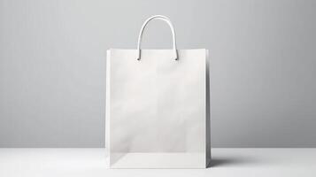 blanco papel compras bolsa. ilustración ai generativo foto