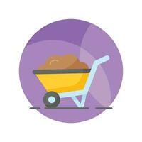 Trendy icon of wheelbarrow in modern style, dirt carrier vector, farming equipment vector