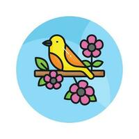 A bird sitting in a branch of tree, grab this beautiful icon of bird in editable style vector