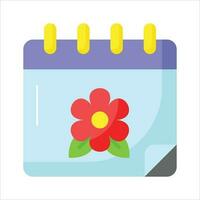 Flower on calendar denoting concept vector of spring calendar in editable style