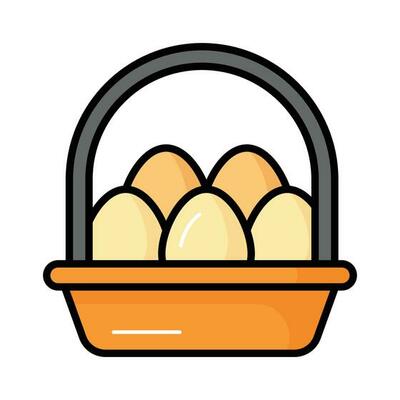 Check this amazing vector of eggs basket in modern style, ready to use icon