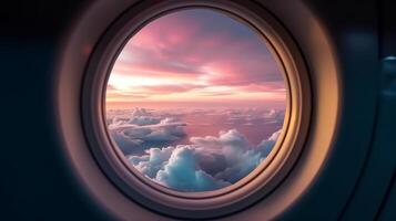 avión ventana. ilustración ai generativo foto