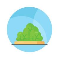 Green bushes vector design isolated on white background, high quality icon of greenery