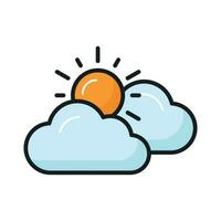 Sun with clouds denoting concept vector of weather in trendy style, premium icon