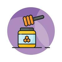 Honey jar with dipper concept vector of honey in modern style, ready to use icon