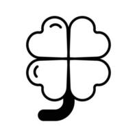 un cuatro pétalos flor, firmar de suerte, trébol plano icono, prima vector diseño de juego personaje