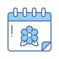 Flower on calendar denoting concept vector of spring calendar in editable style