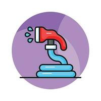 An editable icon of garden hose, water pipe vector, garden equipment vector