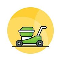 Check this beautifully designed vector of lawnmower in trendy style,