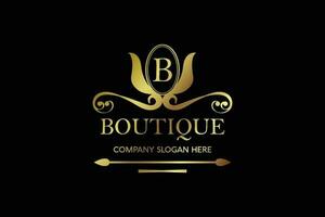 lujo dorado real letra logo modelo. boutique logo diseño . vector