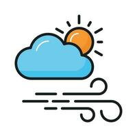 Sun with clouds denoting concept vector of weather in trendy style, premium icon