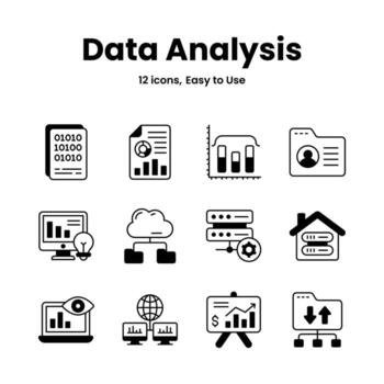 Carefully crafted data analysis and statistics icons, download this premium vectors easy to use