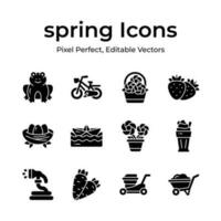 Get hold on this beautifully designed spring vectors, farming, gardening and agriculture icons set vector