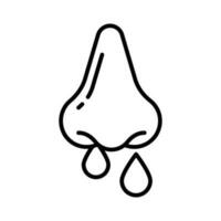 Nose with mucus denoting concept vector of runny nose in edible style