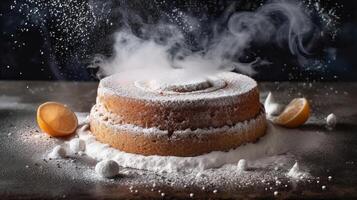 Cake with sugar powder. Illustration photo