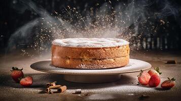 Cake with sugar powder. Illustration photo