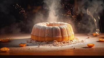 Cake with sugar powder. Illustration photo