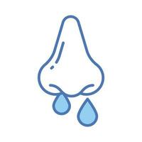 Nose with mucus denoting concept vector of runny nose in edible style