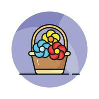 Grab this beautifully designed vector of flower basket in editable style, decorative bucket