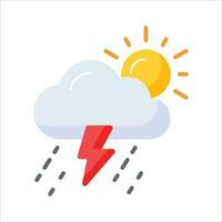 Cloud with lightning bolt denoting concept vector of thunderstorm in modern style