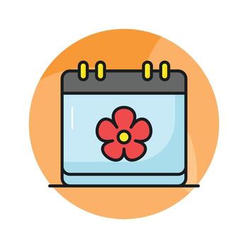 Flower on calendar denoting concept vector of spring calendar in editable style