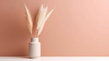 Pampas grass minimalist background. Illustration photo