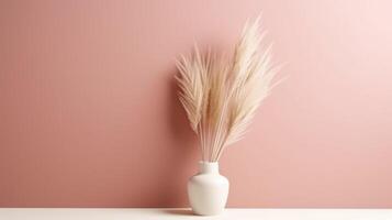 Pampas grass minimalist background. Illustration photo